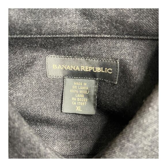 Banana Republic Men’s XL 100% Wool Shirt Charcoal Gray Heritage Fit Button Front - Picture 4 of 11